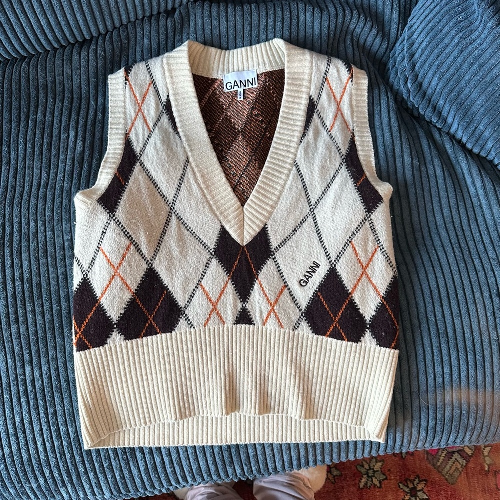Ganni argyle sweater vest